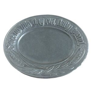 VTG Give Us This Day Our Daily Bread Plate Oval Pewter Farmhouse Kitchen decor